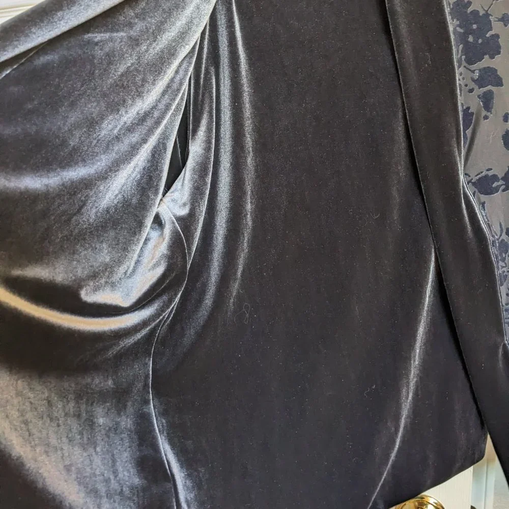 Midnight Blue VELVET BROCADE Jacket | L | REVERSIBLE | EUC | Chico's size 2 - Picture 6 of 6